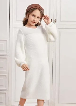 Вязаное платье-свитер для девочек