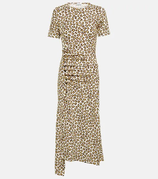 Платье миди из джерси с леопардовым принтом PACO RABANNE, разноцветный