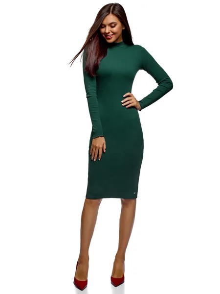 Платье женское oodji 14011035-2B зеленое M