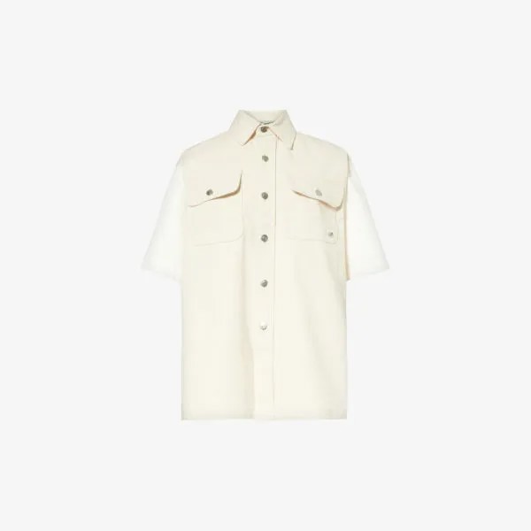 Джинсовая рубашка с контрастной вставкой и короткими рукавами Stella Mccartney, белый