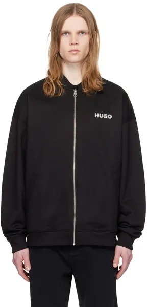 Черный бомбер с вышивкой Hugo