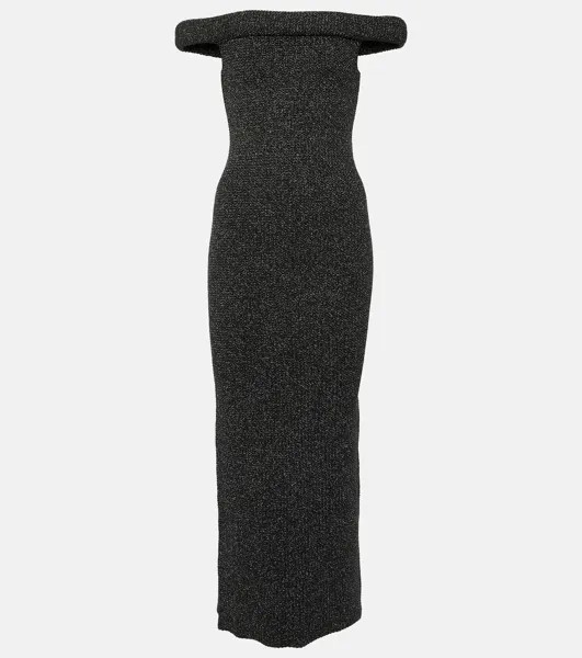 Трикотажное платье макси с открытыми плечами Toteme, черный
