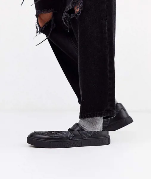 Черные кроссовки с логотипом Versace Jeans Couture-Черный