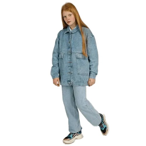 Jane Flo Куртка джинсовая голубой L-50/джинсовка/мужская/женская/оверсайз