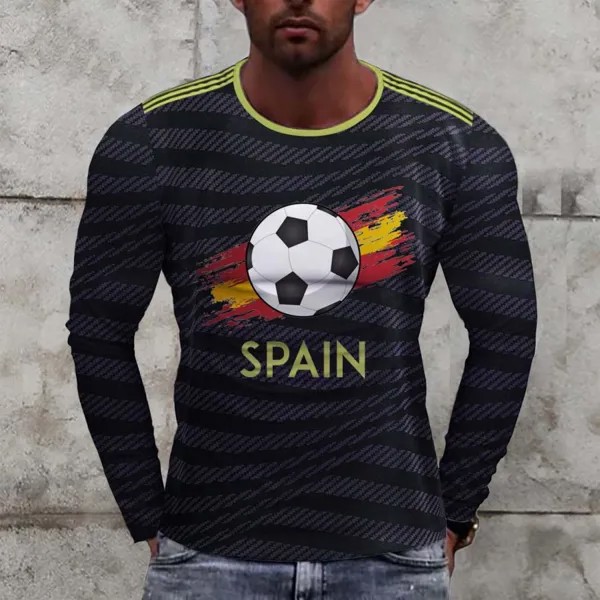 Мужская футболка с длинным рукавом с футбольным принтом Испании