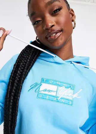Синий худи с логотипом флага Tommy Jeans-Голубой