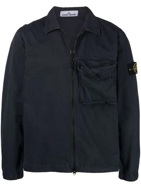 Stone Island бомбер на молнии с нашивкой-логотипом