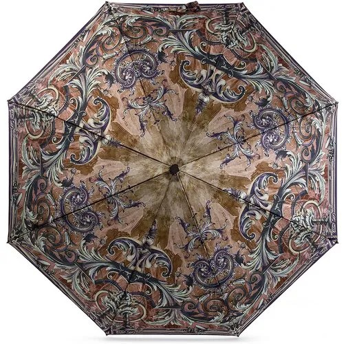 Смарт-зонт ELEGANZZA, автомат, 3 сложения, купол 104 см., 8 спиц, чехол в комплекте, для женщин, коричневый