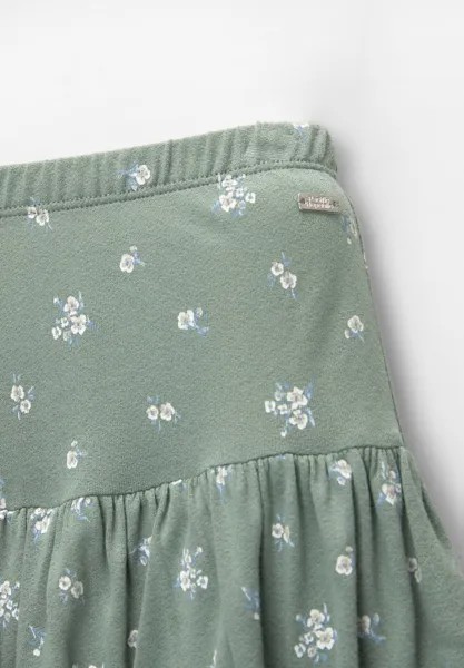 Юбка А-силуэта RUFFLED FLORAL PULL&BEAR, зеленый