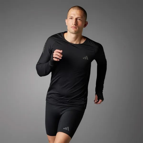Футболка Adidas Adizero Running Long Sleeve T-Shirt, цвет Black/Grey Six