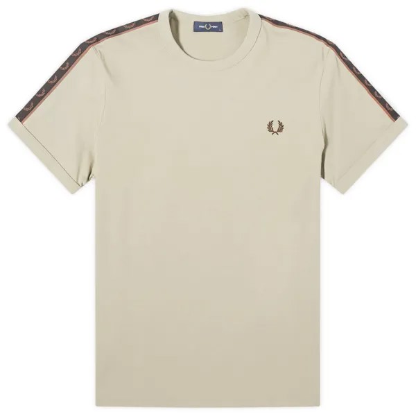 Футболка Fred Perry Contrast Tape Ringer T-Shirt, цвет Warm Grey & Brick