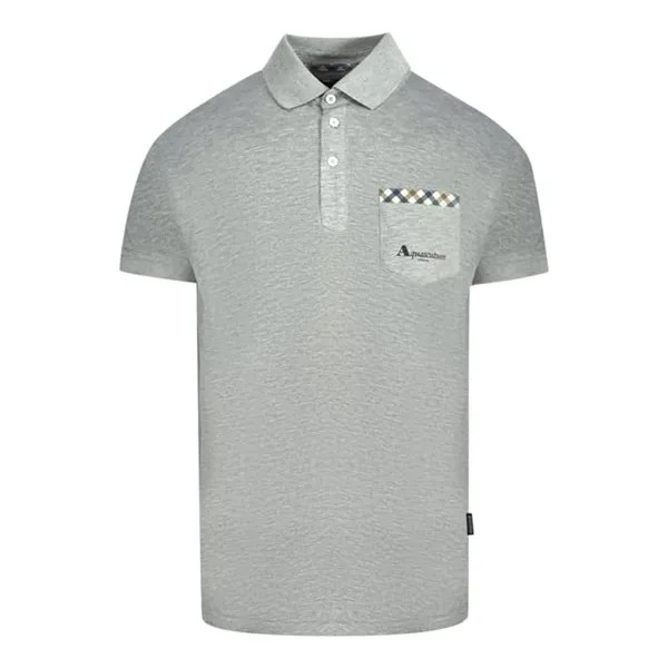 Серая рубашка-поло в клетку Aquascutum, серый