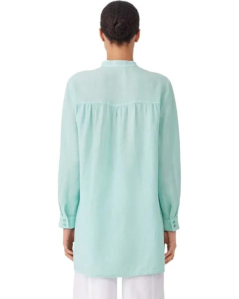 Рубашка Eileen Fisher Mandarin Collar Long Shirt, цвет Capri