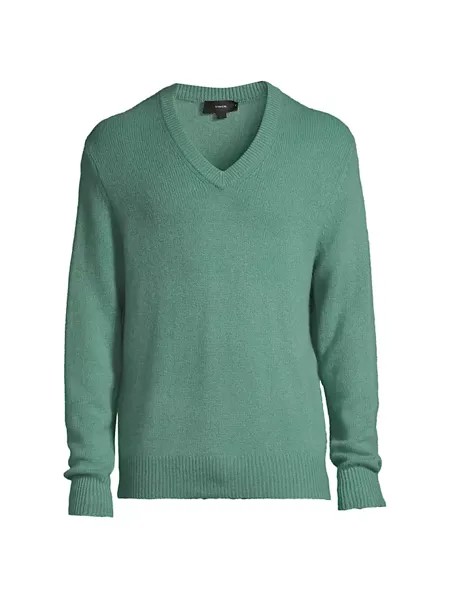 Кашемировый свитер с V-образным вырезом Vince, цвет mineral green