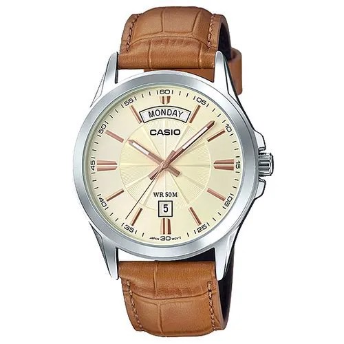 Наручные часы CASIO Collection MTP-1381L-9A, бежевый, коричневый