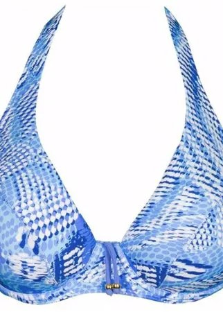 Купальный лиф Pixel с завязками вокруг шеи, голубой, размер 46F