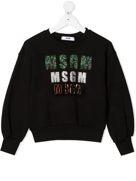 Msgm Kids толстовка с круглым вырезом и логотипом
