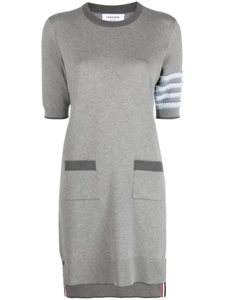 Трикотажное платье мини с полосками 4-Bar Thom Browne, серый