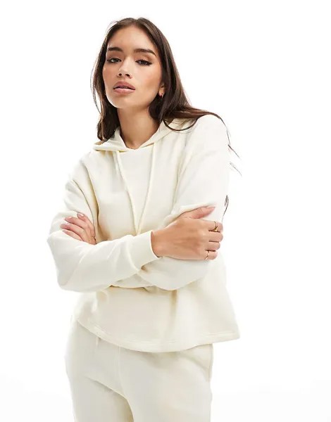 Комбинированное худи нейтрального бежевого цвета Pieces Sweat