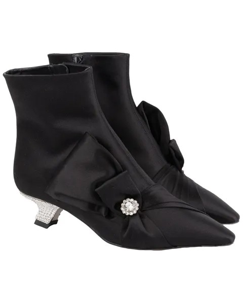 Roger Vivier Lavalliere Атласные ботильоны на каблуке со стразами, черный
