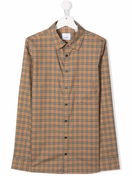 Burberry Kids рубашка в клетку Vintage Check с длинными рукавами