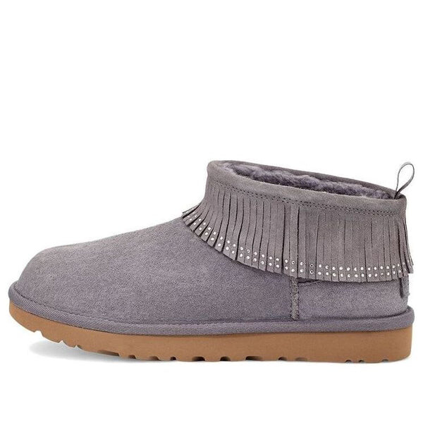 Зимние ботинки ультрамини с бахромой Ugg, серый