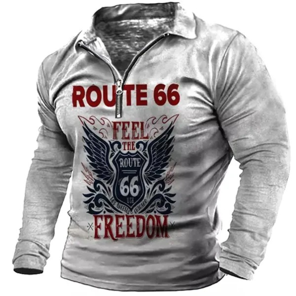 Мужская рубашка поло с длинным рукавом с принтом Route 66