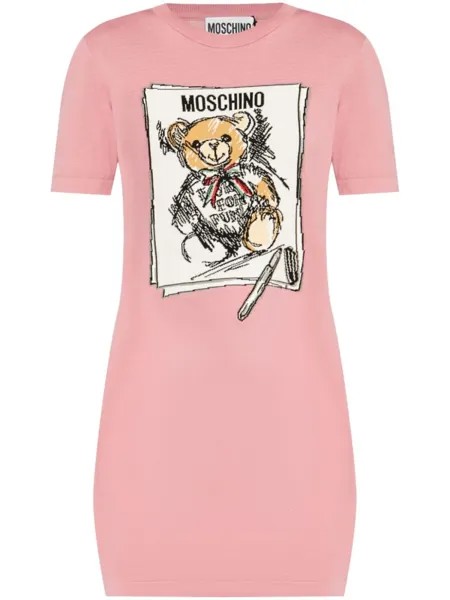 Moschino платье-футболка Teddy Bear, розовый