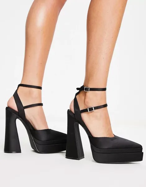 Туфли Asos Design Parton Pointed Double Platform Heeled, черный