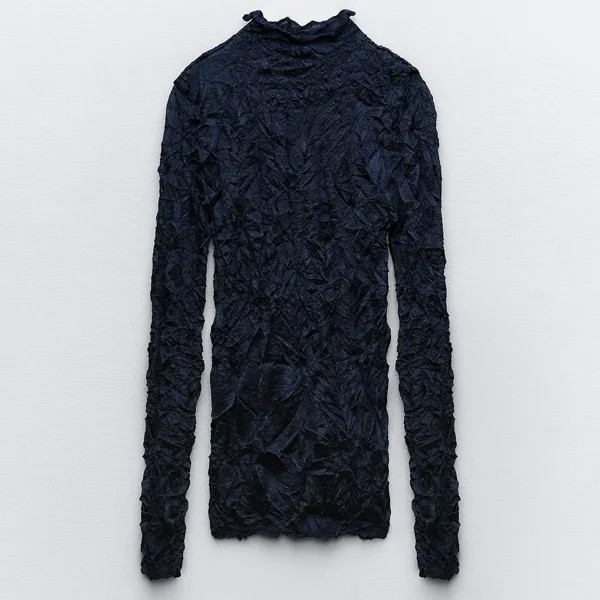 Джемпер Zara Creased-effect Knit, синий