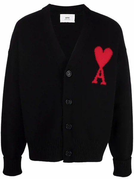 AMI Paris кардиган с V-образным вырезом и монограммой Ami de Coeur
