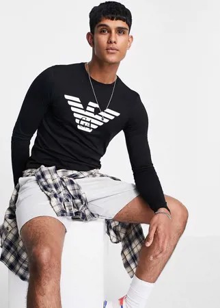 Черный лонгслив с большим логотипом Emporio Armani-Черный цвет