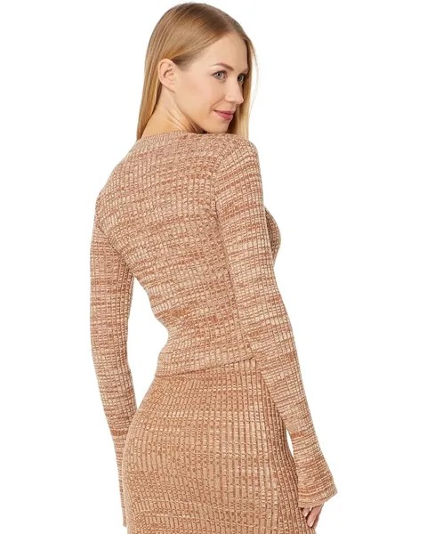 Свитер MONROW Cosmo Rib Sweater Long Sleeve Top, цвет Golden Brown