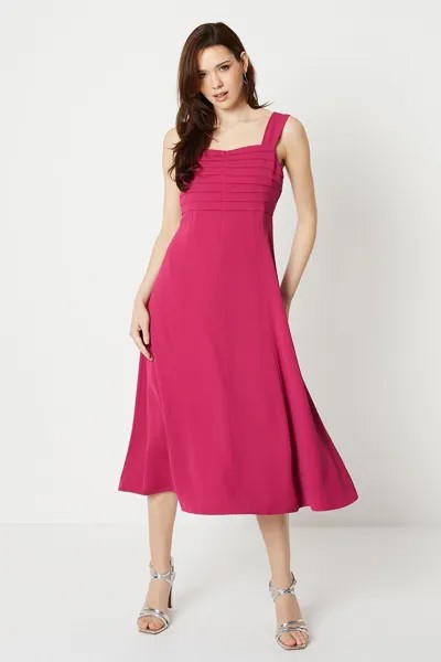 Платье миди со складками и лифом Coast, розовый