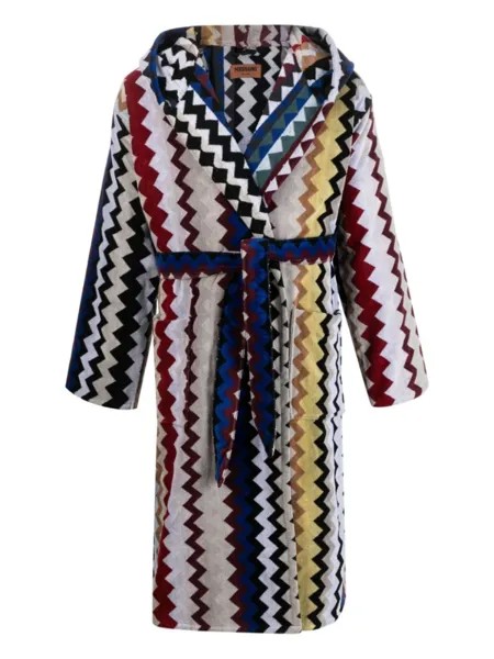 Missoni Home халат с капюшоном и поясом, синий