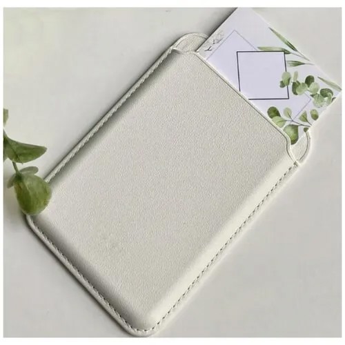 Кожаный чехол-бумажник для карт и визиток картхолдер magsafe leather wallet для смартфонов на магните белый