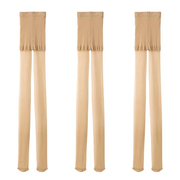 Мягкий тип, 17 ден, 3 пары чулок MUJI, телесный бежевый