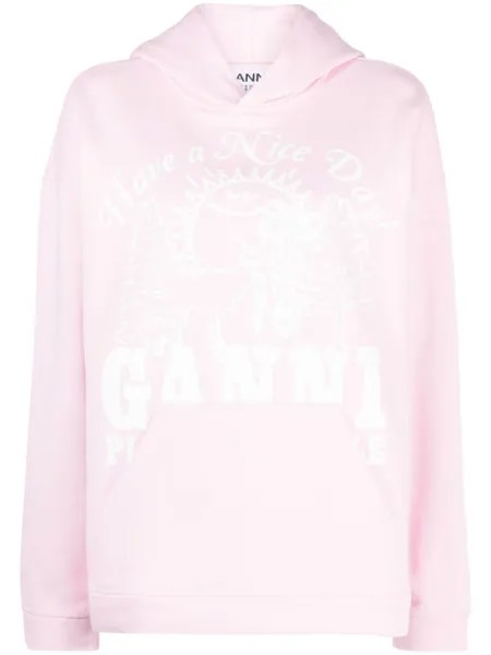 GANNI худи из органического хлопка с логотипом, розовый