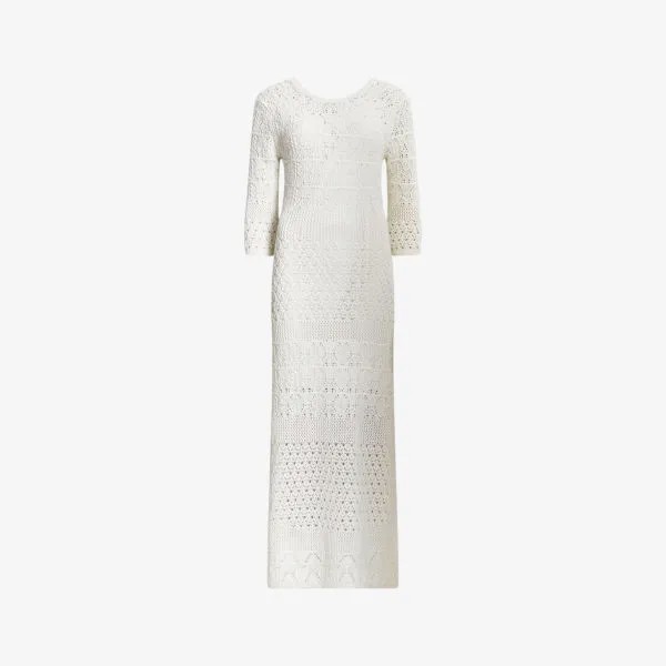 Облегающее платье миди briar из органического хлопка с кружевной вышивкой Allsaints, белый