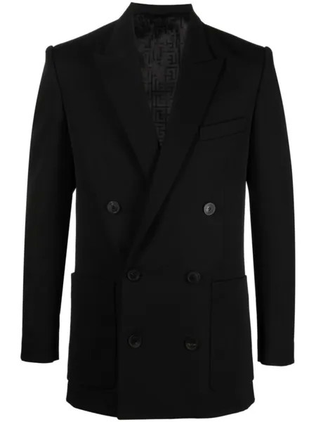 Balmain двубортный шерстяной пиджак, черный