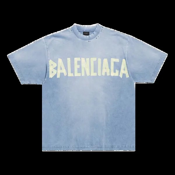 Футболка Balenciaga Tape Type Medium Fit 'Faded Blue', синий