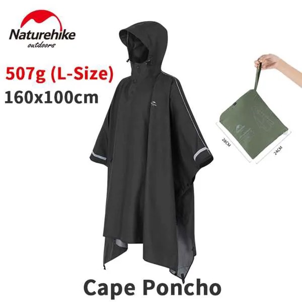 Naturehike 2021 портативный обновленный плащ 507g длинный стиль с капюшоном 3 в 1 Модное пончо для дождя для женщин/мужчин, Пешие прогулки, ветрозащит...