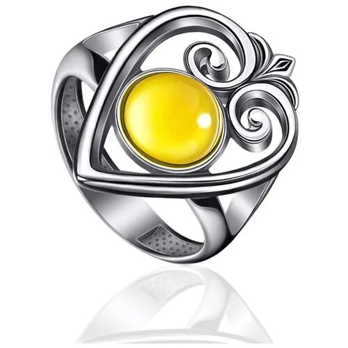 Amberholl Яркое кольцо из серебра и натурального медового янтаря «Кордова»