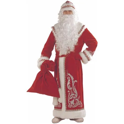 Костюм Деда Мороза, красный с аппликацией (6704) 54-56
