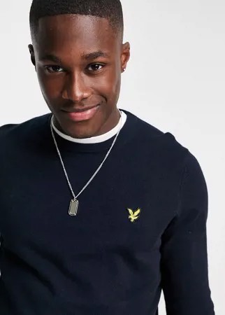 Темно-синий вязаный джемпер из мериносовой шерсти Lyle & Scott