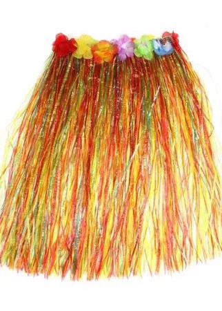 Карнавал юбка гавайская многоцветная с цветами 60 см 318989