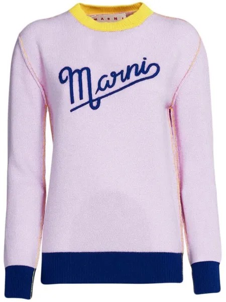 Marni джемпер с вышитым логотипом, розовый