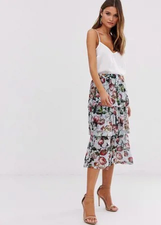 Ярусная юбка с цветочным принтом Ichi-Мульти