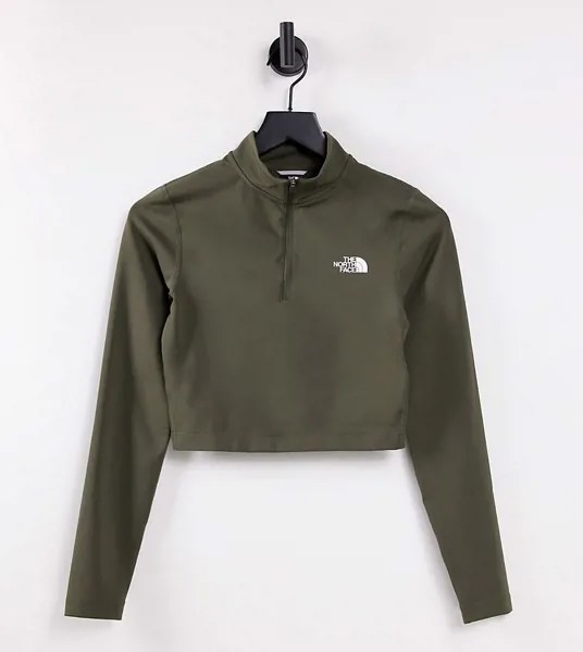 Укороченный лонгслив цвета хаки с молнией длиной 1/4 The North Face – эксклюзивно для ASOS-Зеленый цвет
