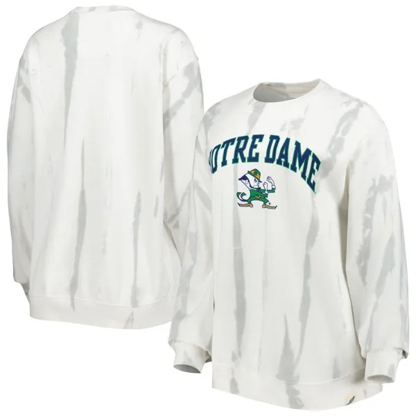 Мужская студенческая одежда белого/серебристого цвета Notre Dame Fighting Irish Classic Arch Dye Terry Pullover Толстовка